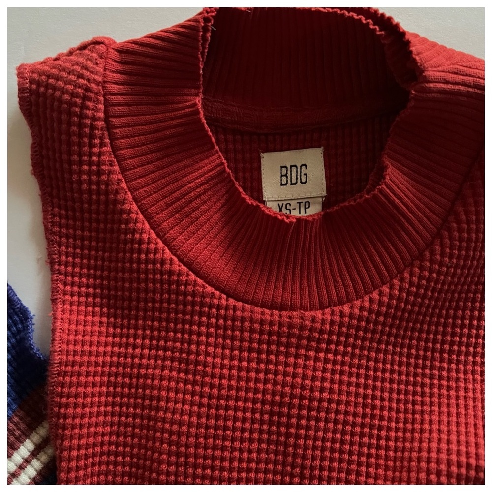 BDG Paula Waffle Racerback Tank in Red - Picture 2 of 7